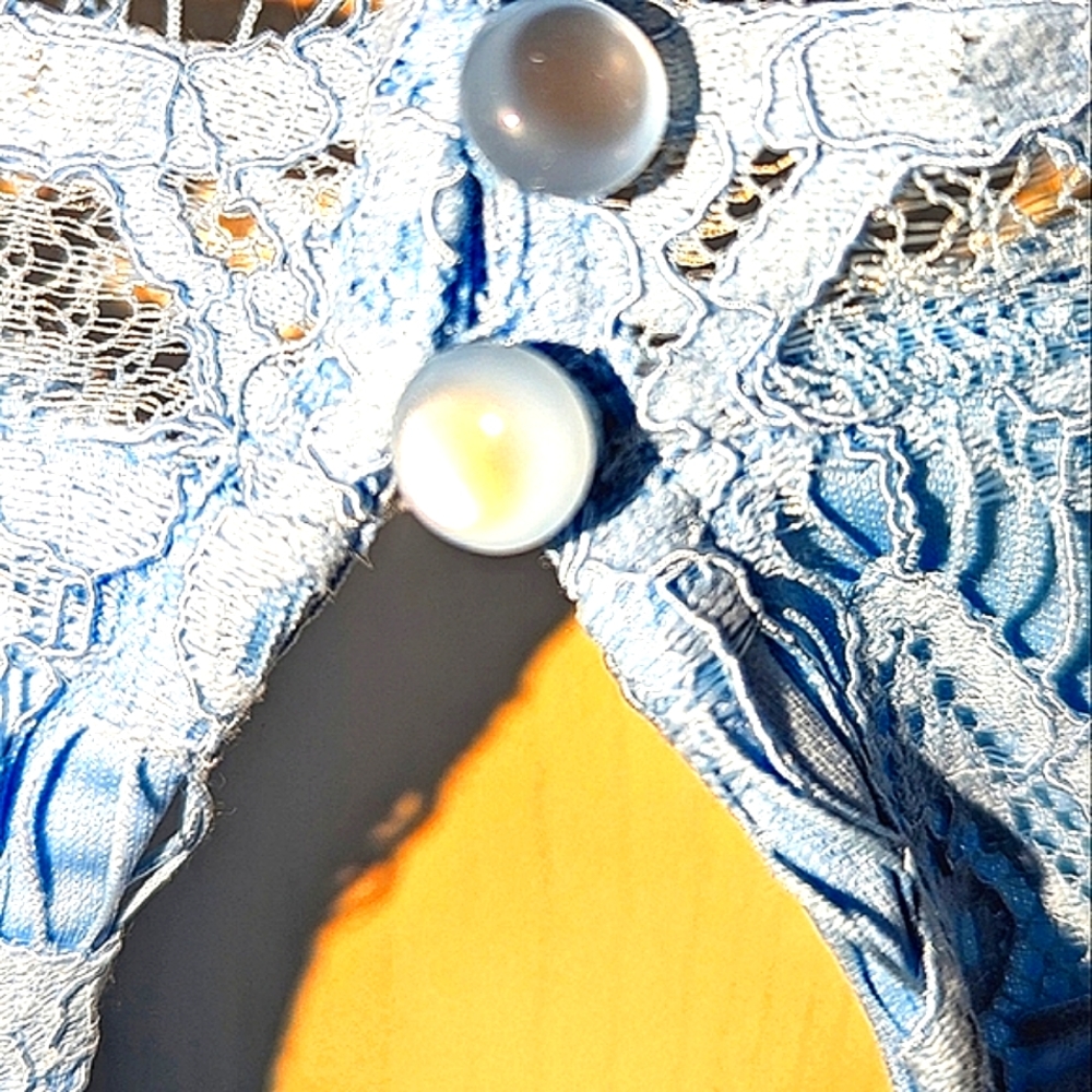 😎🪻4/$20 Est 1946 Crochet Top Light Blue - Picture 8 of 11